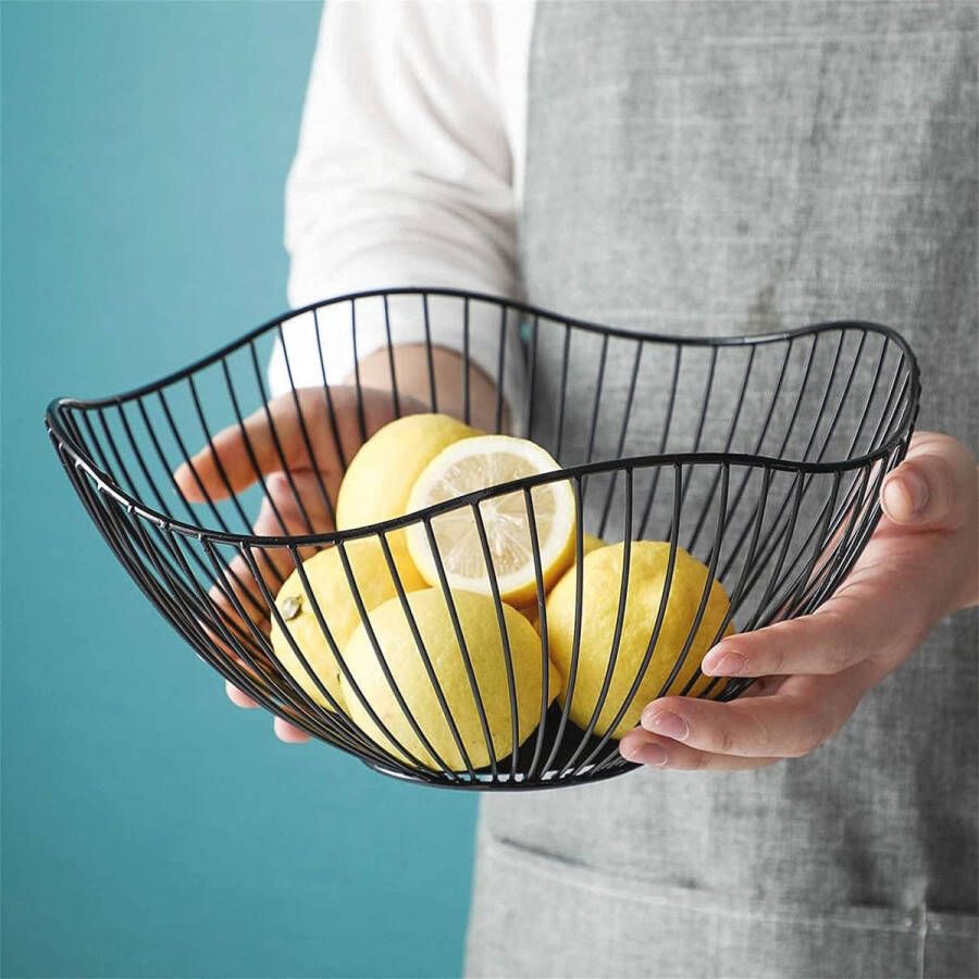 Moderne zwarte fruitschaal van metaal 26 7 x 12 2 x 10 cm