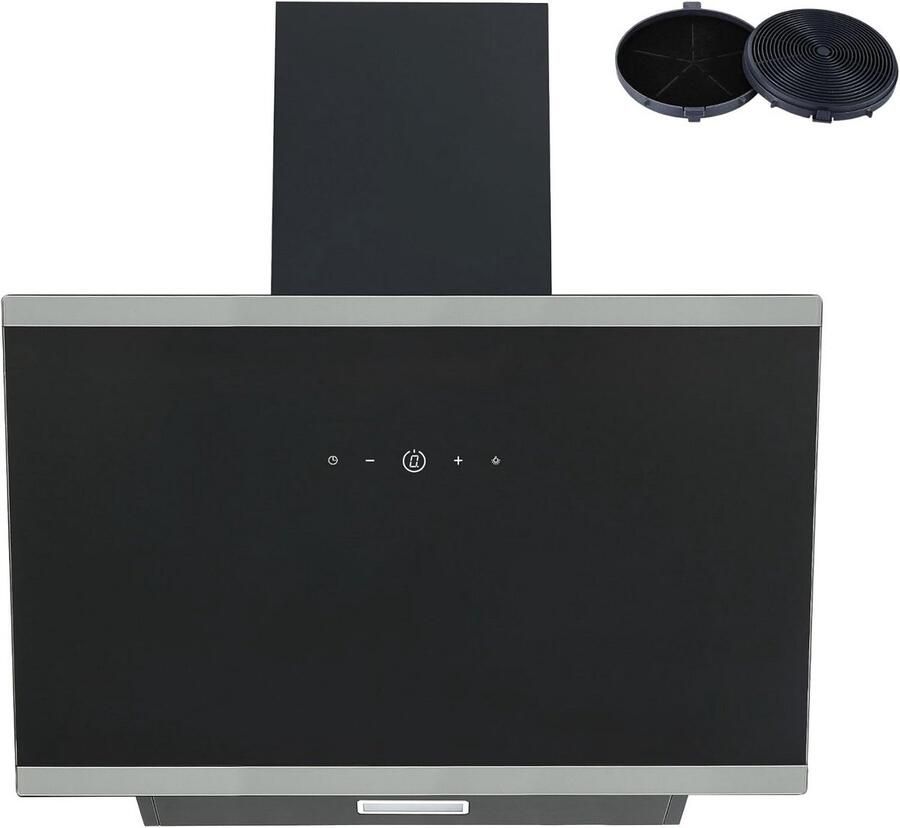 Moderne Zwarte Glas Afzuigkap 60 cm Randafzuiging Energieklasse A+