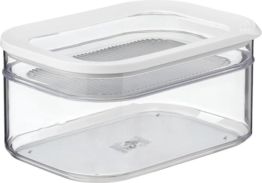 Modula Koelkastbox 2 stuks bewaardozen met deksel geschikt voor het bewaren van vleesen en kaas keukenopslag en koelkastorganizer 550 ml en 2000 ml wit