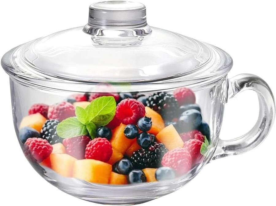 Mok 15OZ ontbijtmok heldere koffiemok met deksel voor ontbijtthee melk drank havermout yoghurt