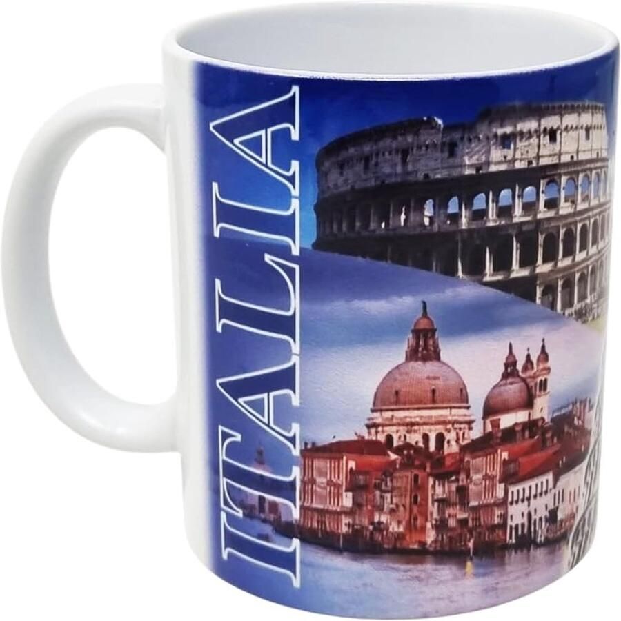 Mok artistiek design Italië Colosseum Toren van Pisa beroemde monumenten voor ontbijt snacks 36 cl