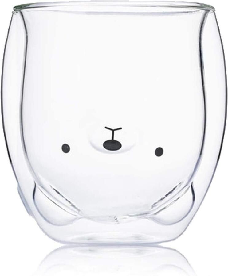 Mok dubbelwandige glazen koffiekop gepersonaliseerde melkmok theekop voor 250ml 8.8 oz beer