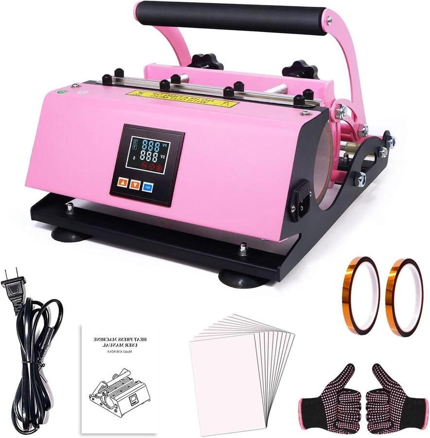 Mok Persmachine Hittepers Mokken Creatieve Ontwerpen Maken Intelligent Bedieningspaneel 11-30oz Bekers Zwart