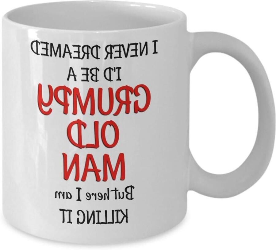 Mok voor Mannen Grappige Koffiecup Verjaardagscadeau Idee Keramiek met Letterprint 325 ml Wit