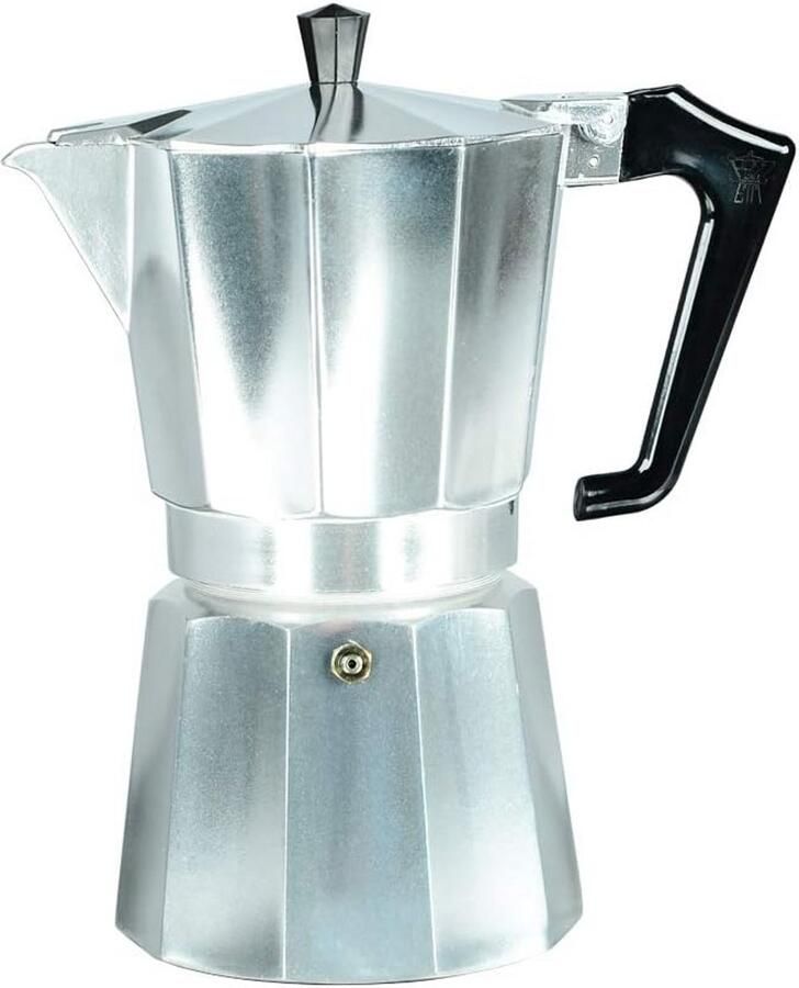 Moka Express Espressomaker voor 6 kopjes Glanzend Aluminium Koffiezetapparaat