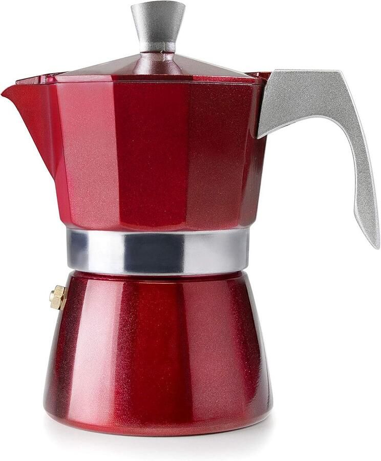 Moka Express Koffiezetapparaat Rood 2 Kops Percolator voor Inductie en Alle Fornuizen 100 ml