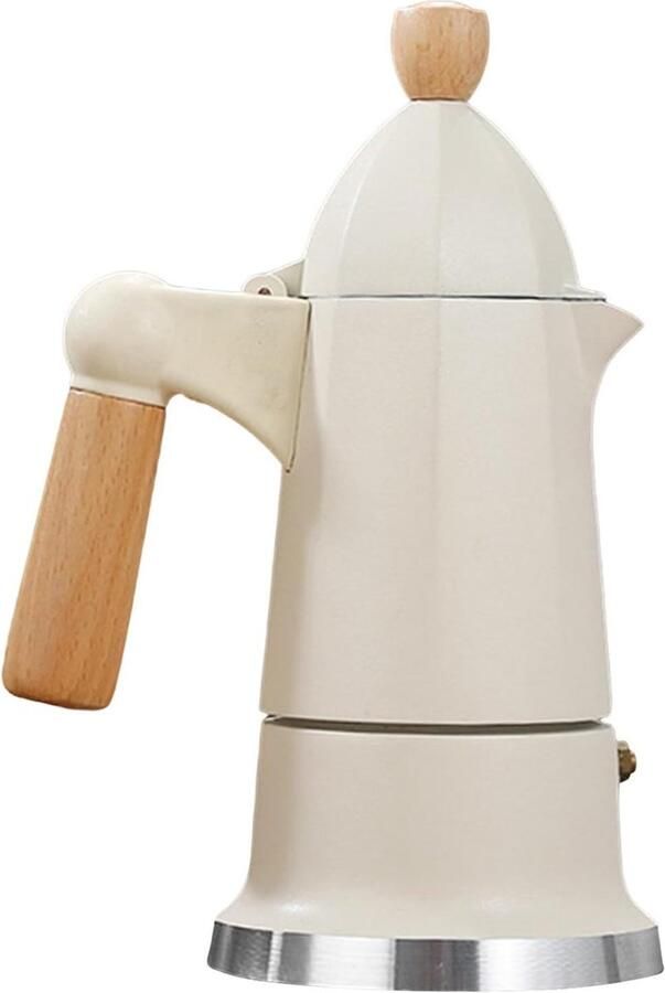 Moka Kan Koffiezetapparaat Percolator Italiaanse Koffie Zetten Stabiele Aluminium Structuur 3 Kopjes Wit