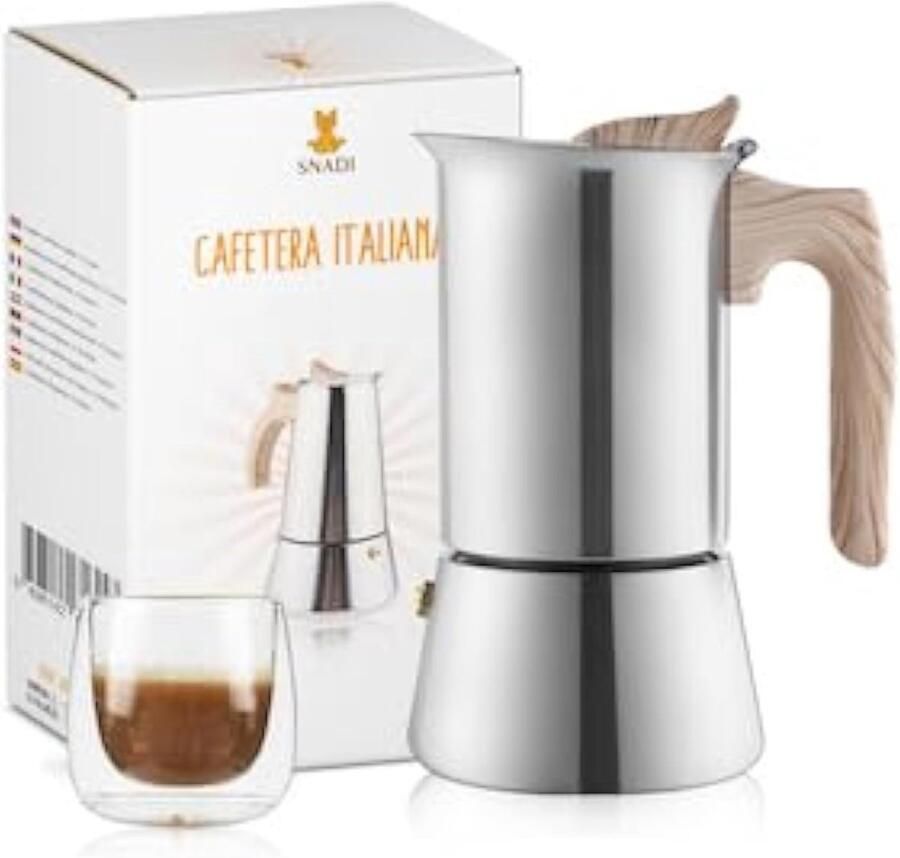 Moka Koffiezetter Espresso Maker Aromatisch Koffie Zetten Geschikt voor Inductie 6 Kops Zilverkleurig