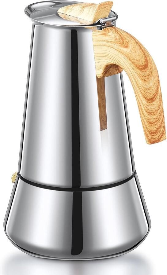 Moka Pot 6 kopjes roestvrijstalen kookplaat espressomachine voor inductie 350 ml Italiaans koffiezetapparaat voor gas- en elektrische kookplaten duurzame espressopot voor thuis en camping