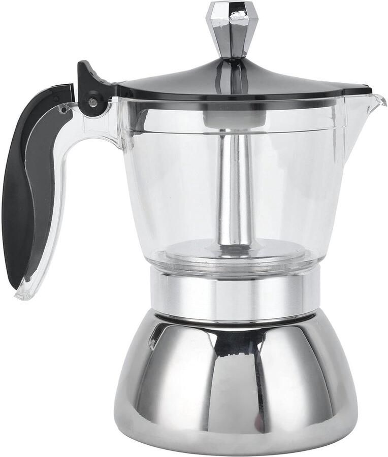 Moka Pot Koffiezetapparaat Espresso Maker Koffie Zetten Ergonomisch Handvat 200 ml Zilver