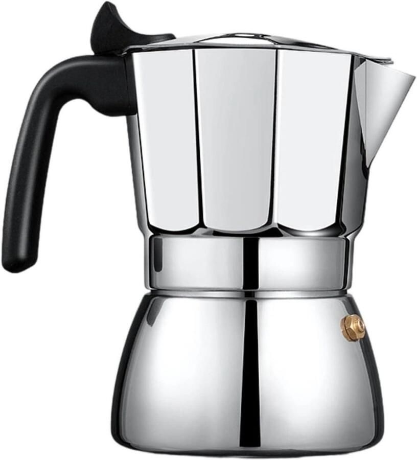 Moka Pot Koffiezetter Espresso Maker Percolator Koffie Zetten Octagonaal Ontwerp 300 ml Zilver
