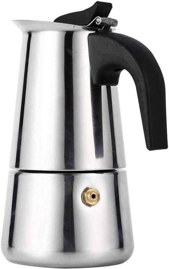 Moka Pot Koffiezetter van RVS voor Thuis en Kantoor Ideaal voor Espresso en Koffie (100ml)