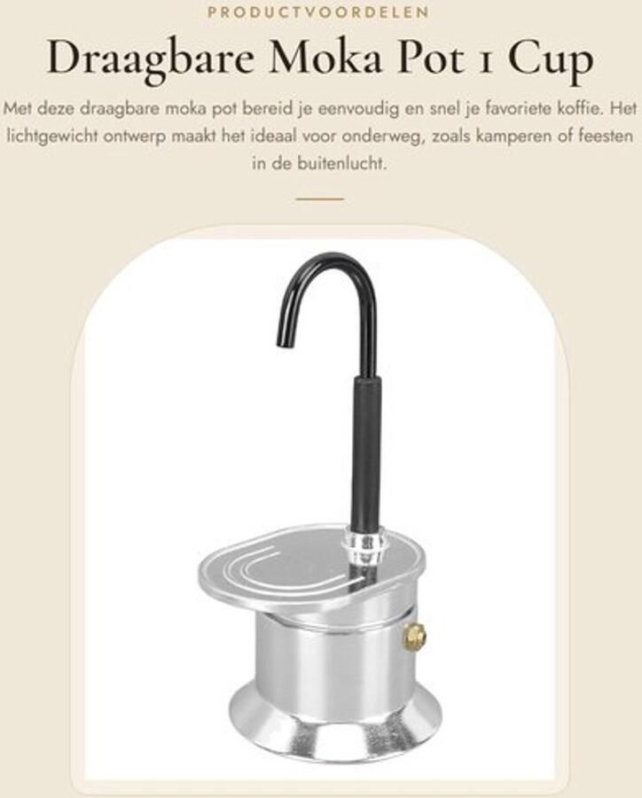 Moka Pot Lichtgewicht Draagbaar Koffiezetapparaat Aluminiumlegering Snelle Bereiding 1 Kopje Eenvoudig te Gebruiken Koffiezetter