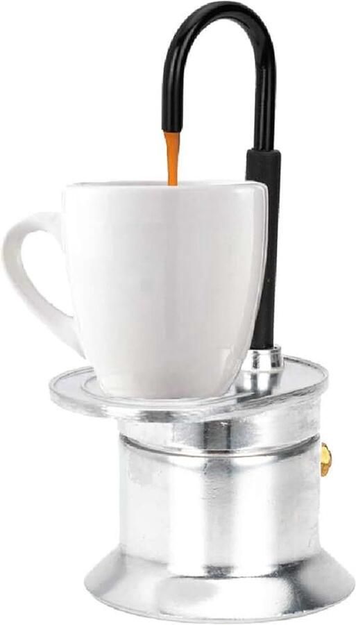 Moka Pot met enkele buis 50 ml Mini 1 Cup Moka Pot Aluminium Draagbare Enkele Uitloop Kookplaat Moka Pot Hittebestendig Italiaans Koffiezetapparaat voor Thuisfeesten Kamperen en Reizen