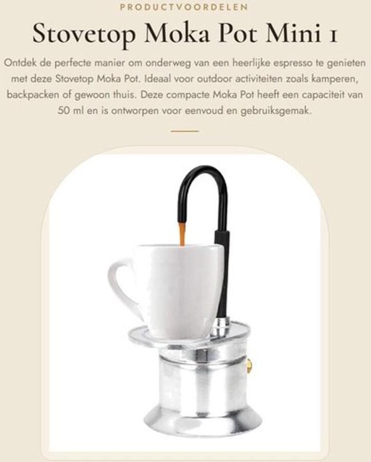 Moka Pot Mini 1 Cup 50ML Koffiezetapparaat Italiaanse Stijl Draagbare Espresso Pot Hoogwaardig Roestvrij Staal Eenvoudig in Gebruik