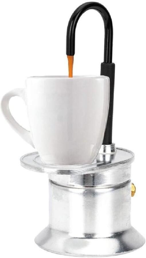 Mokkapot Aluminium Koffiezetapparaat 1 Kop 50 Ml Lichtgewicht Draagbaar Geschikt voor Kookplaat Snel Koffiezetten in 90 Seconden
