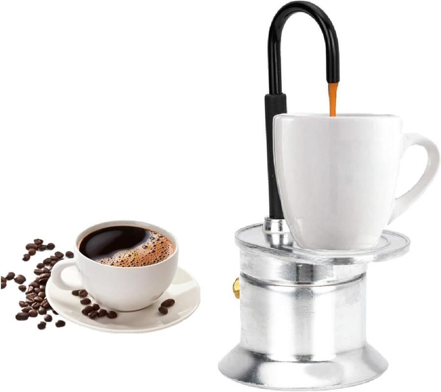 Moka Pot voor 1 Kopje Aluminium Koffiezetter voor Buitengebruik Ideaal voor Kamperen en Reizen Compact en Lichtgewicht