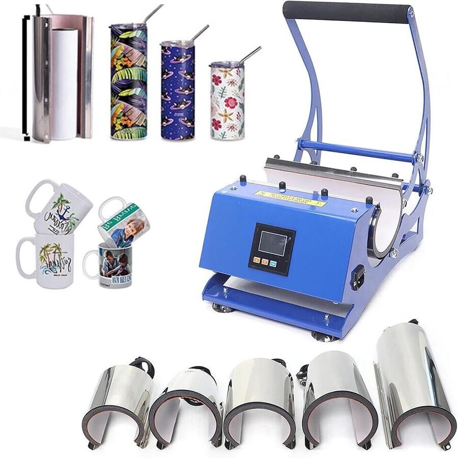 Mokjespers Machine Warmtepers Transferpers Doe-het-zelf Mokken 6-in-1 Hittepers 600 W Zwart