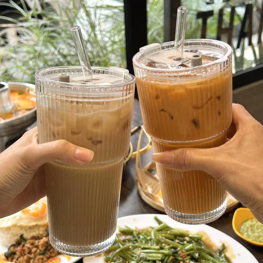 Mokken met deksel en rietje 600 ml koffieglazen bierglazen reisbeker smoothiebeker lekvrij voor koffie cocktails thee