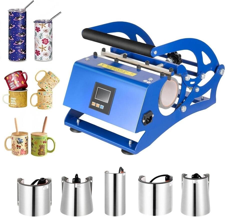 Mokken Persmachine Hittepers Sublimatiepers Gepersonaliseerde Geschenken Maken Zes-in-één Vorm 600 W Blauw