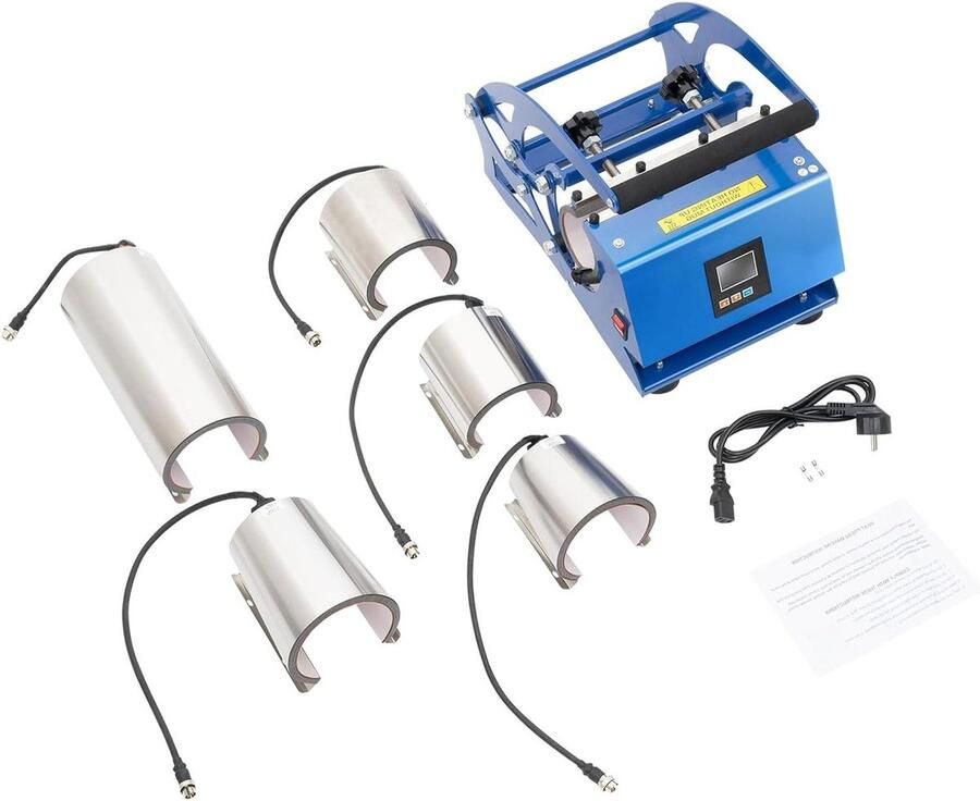 Mokken Persmachine Warmte Transfer Gepersonaliseerde Cadeaus 6-in-1 Verwisselbaar 51 cm Blauw Zwart