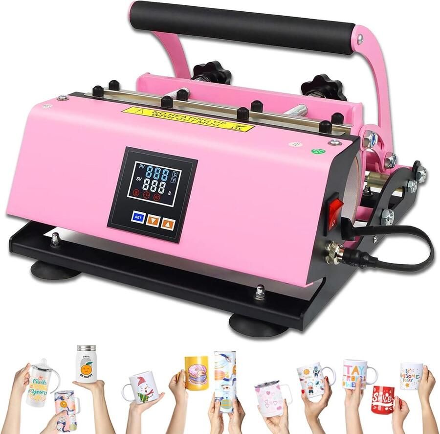 Mokken Persmachine Warmteoverdracht Machine Gepersonaliseerde Bekers Voor 11-30oz Bekers 40x38x28 cm Zwart