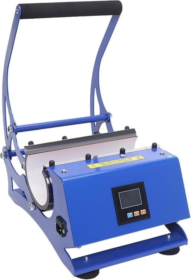 Mokkenpers 6-in-1 Sublimatieprinter Transferpers Gepersonaliseerde Bekers Maken 6 Verschillende Maten 500 Watt Vermogen Blauw Zwart