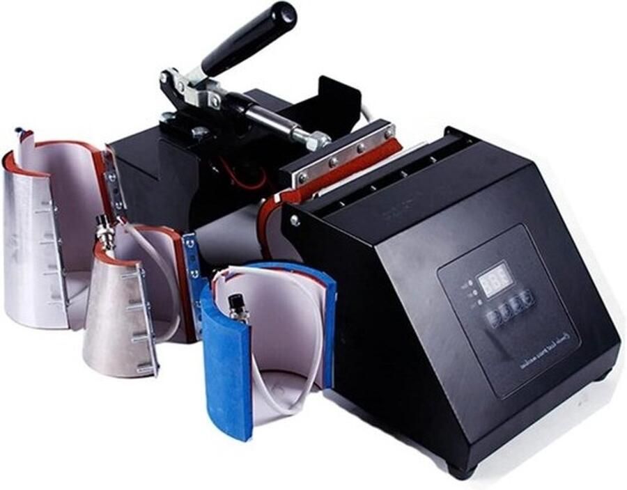 Mokkenpersmachine Hittepers voor transfers Mokken bedrukken Systeem met 4-in-1 6-17OZ Zwart