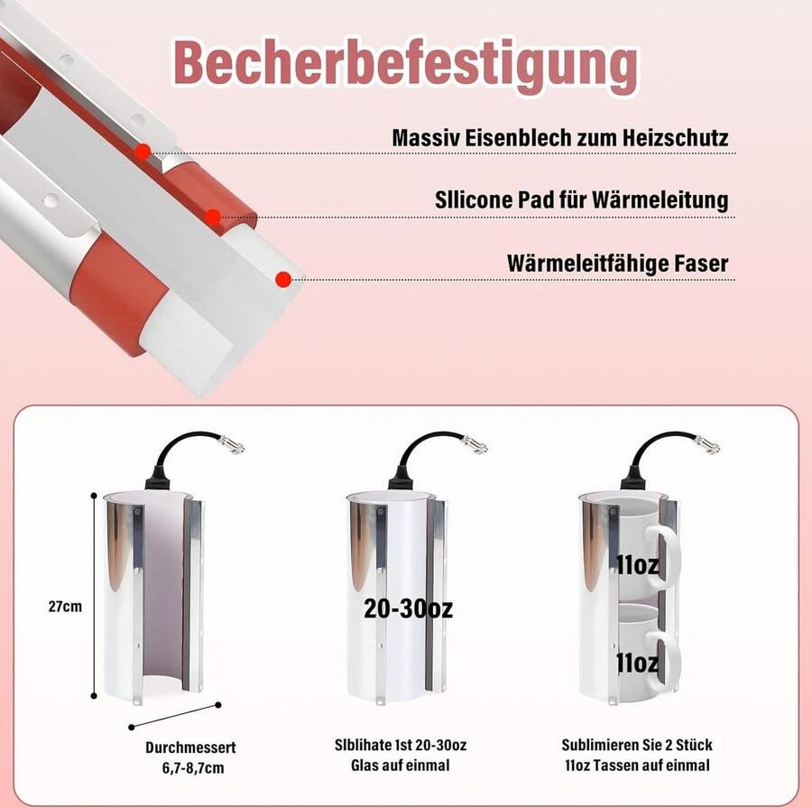 Mokpers Tumbler voor Sublimatie en Warmtepersmachine DIY Cup Press - Foto 3