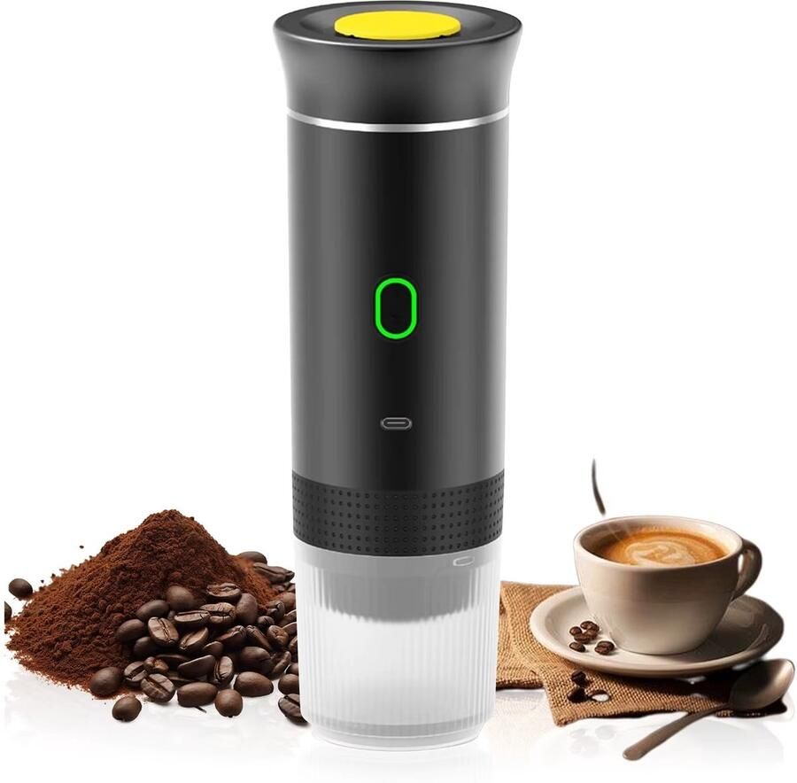 Molain 3 in 1 Draagbare Koffiemachine Draadloos Elektrisch koffiezetapparaat Capsules & poeder 60ML Zwart