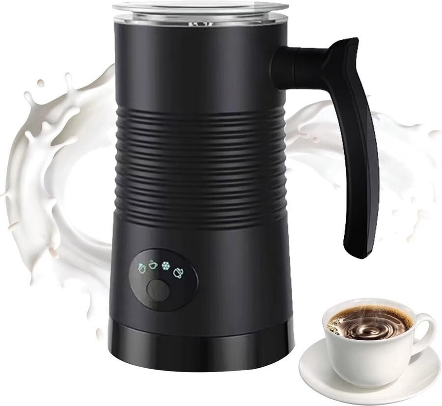Molain 4 in 1 Elektrische Melkopschuimer 350ML Melkklopper Koffie cappuccino latte macchiato Warm & koud Zwart