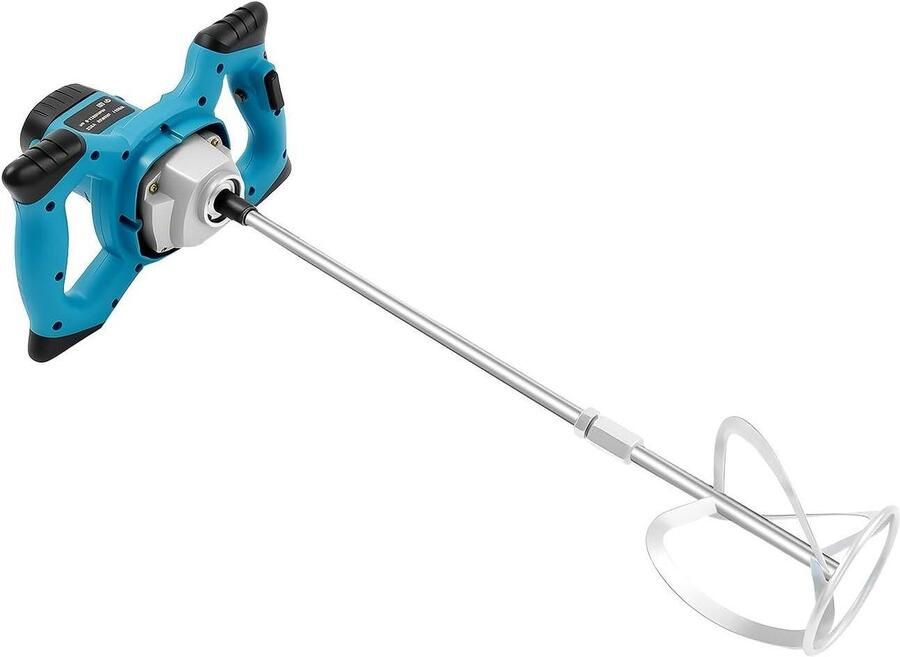 Mortelroerder 1400W Roerapparaat Menger Verf en Cement Mengen 6 Snelheden Instelbaar 12cm Mengblad Blauw