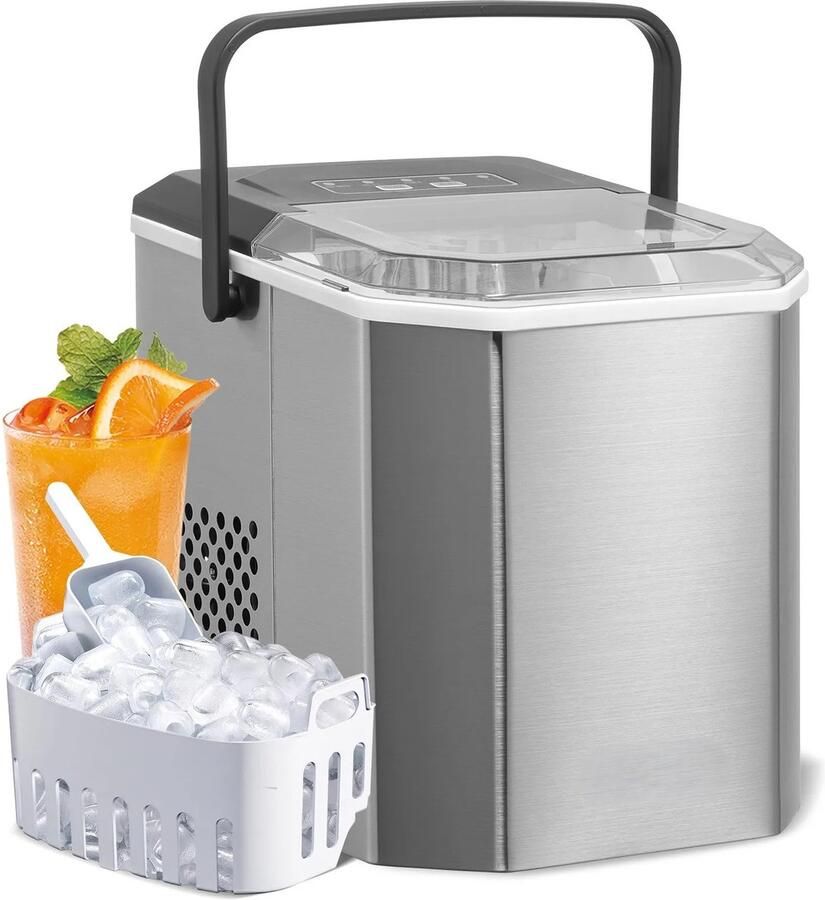 Mosh Stories Ijsblokjesmachine – Ijsmachine – Ice Maker – Ijsblokjes Maker 26KG 24u – 2 Formaten – Voor Thuis Kantoor & Bar