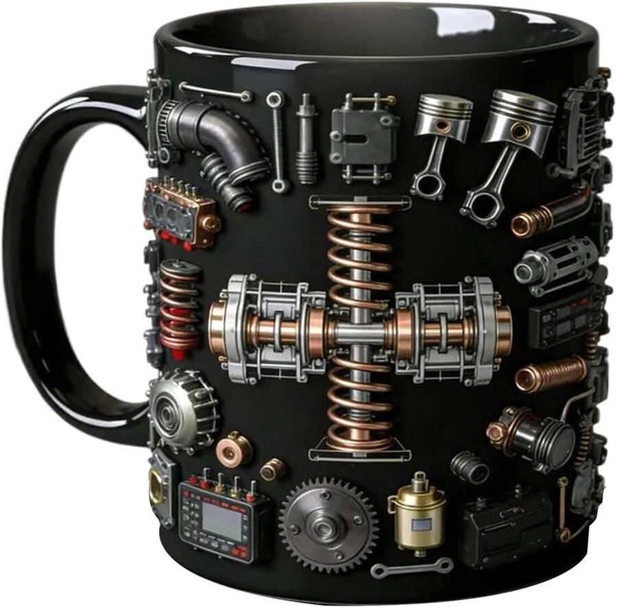 Motor Koffiemok Keramische Mok Thee en Koffie Gedetailleerd Ontwerp 10.9 cm Meerkleurig