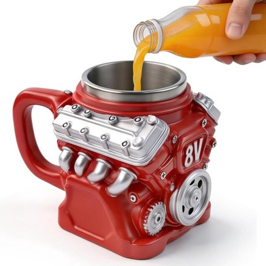 Motorkoffiemok Creatieve beker Dranken serveren Levensecht 3D-ontwerp 300 ml Zwart
