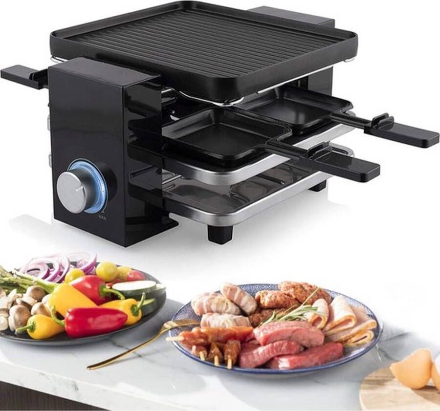 Mrs. Jones Gourmetstellen Raclette Teppanyaki Bakplaat Zwart