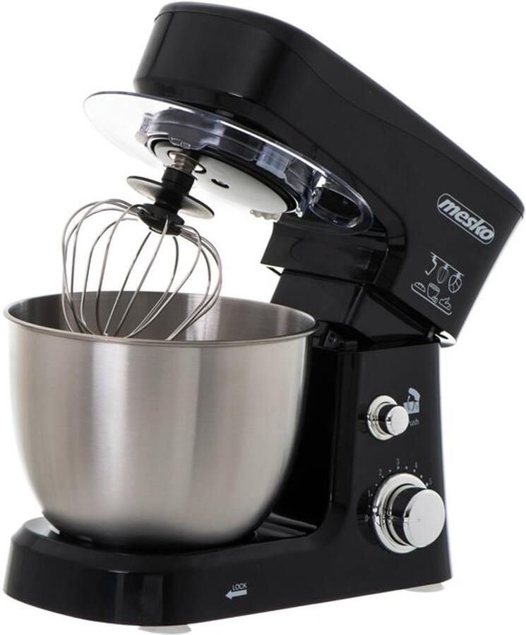MS 4217 Keukenmachine Keukenrobot Keukenmixer 1200W Zwart Anti-Spatdeksel Compleet met accessoires