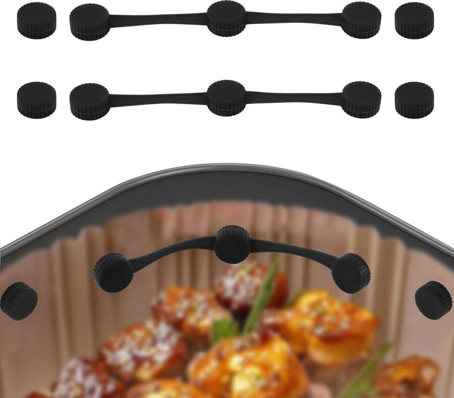 MTTs- Airfryer Magneten Universele Compatibiliteit Siliconen Strips 12 2 x 1 4 cm Ronde Gespen 1 4 cm 2 Lange Strips 4 Gespen Bescherming Tegen Krassen Airfryer Accessoires