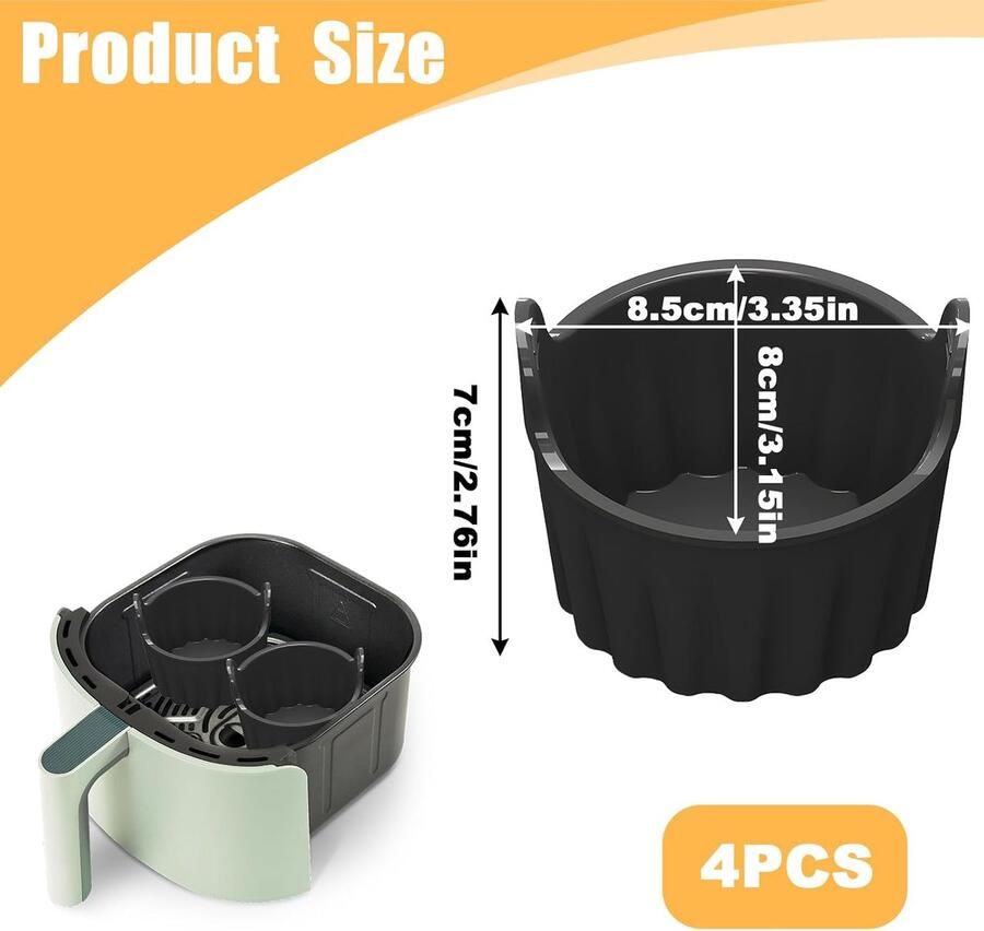 Muffinvormpjes airfryer 4 stuks accessoires voor airfryer siliconen vorm heteluchtfriteuse 8 5 x 8 cm voor muffins snacks voor cupcakes mini-quiches vingerfood praktisch