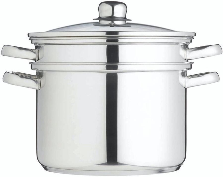 Multi Cooker Stoompan Kookpan Gezond Koken Inclusief Stoommandjes 7.5 Liter Zilverkleurig