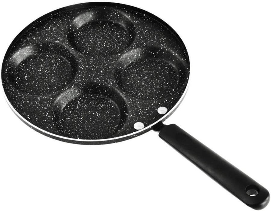 Multi-egg Bakpan Omelet Pan Ontbijt Maken 4-Gats Ontwerp Lichtgewicht Zwart