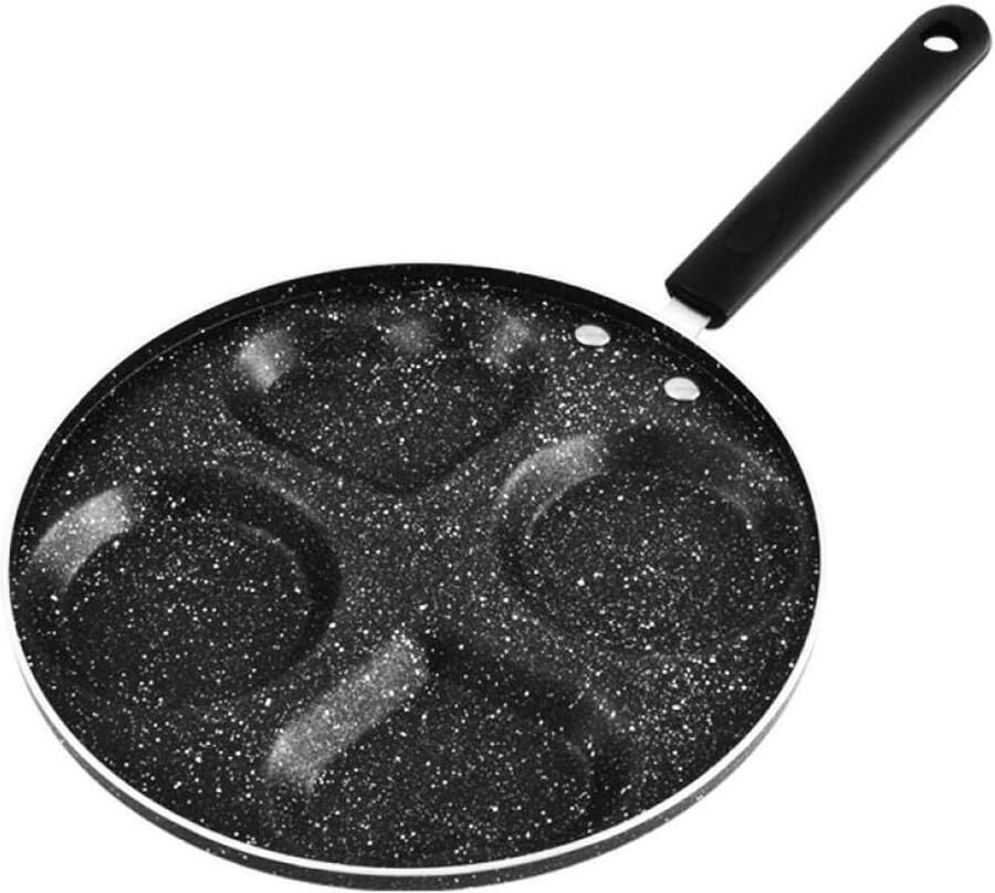 Multi-egg Koekenpan Omelet Pan Ontbijt Maken 4-Gats Ontwerp Lichtgewicht Zwart