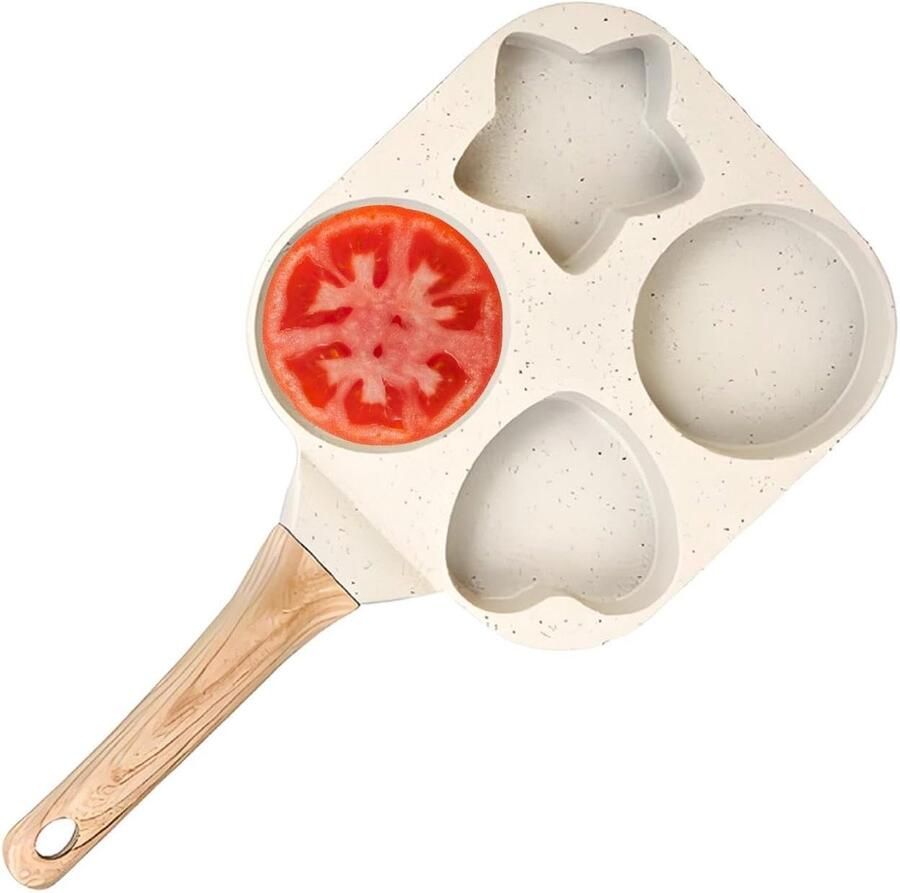 Multi Eierpan Omelet Pan Ontbijt Maken Vierkante Vormen 4-Kops Crèmekleurig