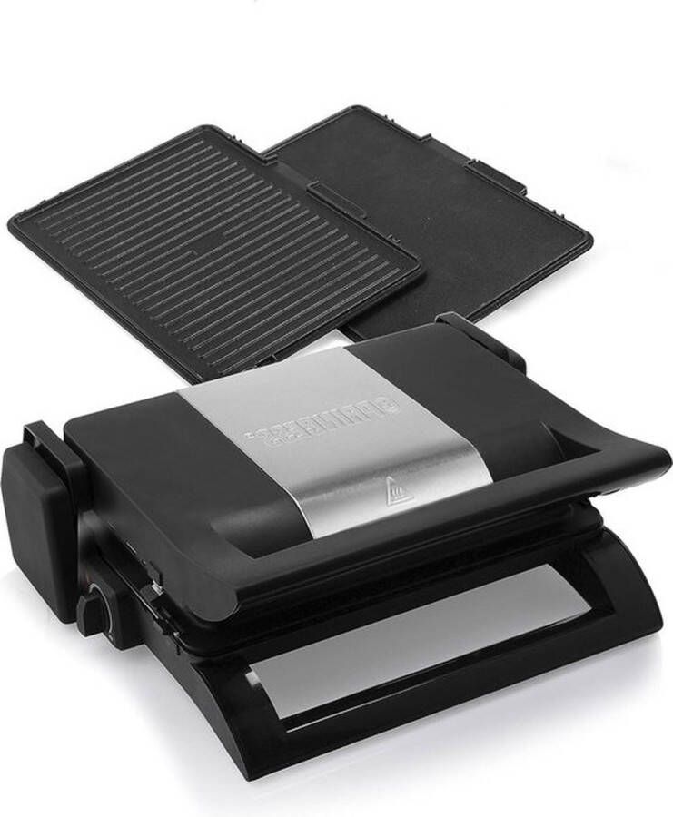 Multi Grill 2-in-1 Verwisselbare platen Zwart-Sandwich- en Tafelgrill met Grote Grilloppervlakte Contactgrill uitneembare platen