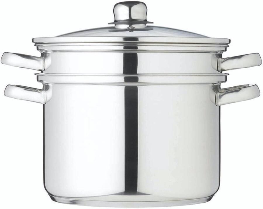 Multi Kookpan Stoompan Kookset Gezond Koken Inclusief Twee Manden 7.5 Liter Zilverkleurig