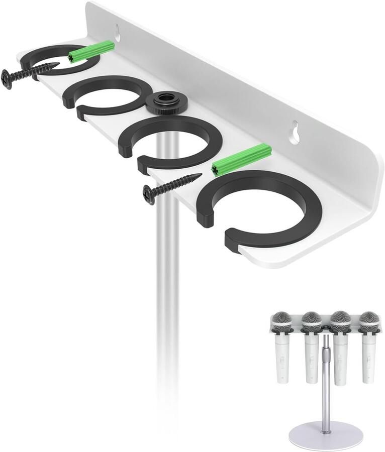 Multi-Mic-Houder Wandbeugel voor 4 Handmics Bedraad Draadloos Wit