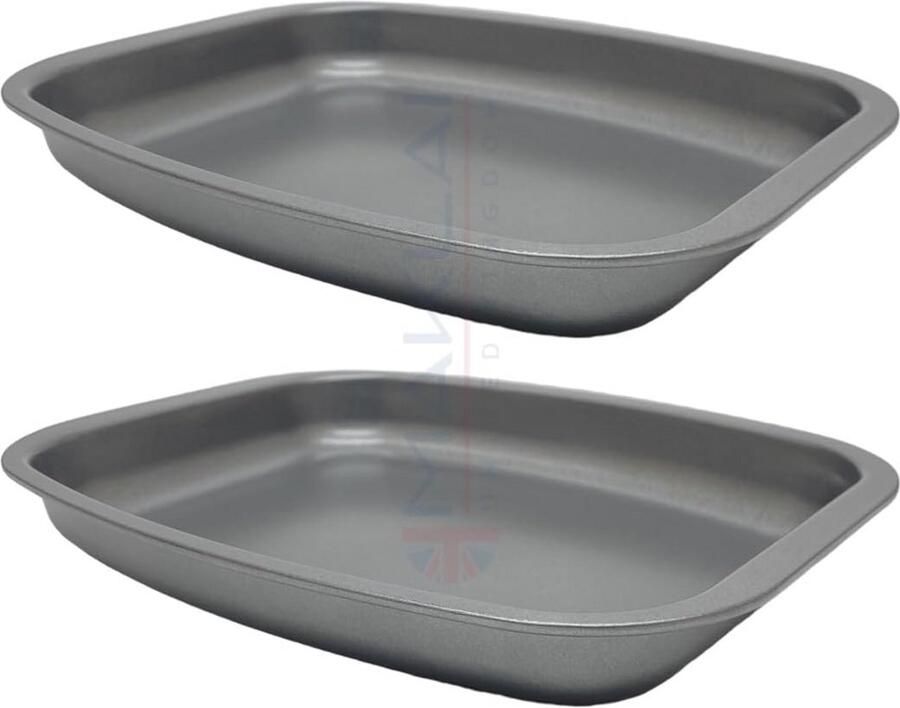 Multi-Pack Grijze Rooster Tray Oven Koelkast en Vriezer Veilig Bakvormen (26cm Set van 2)