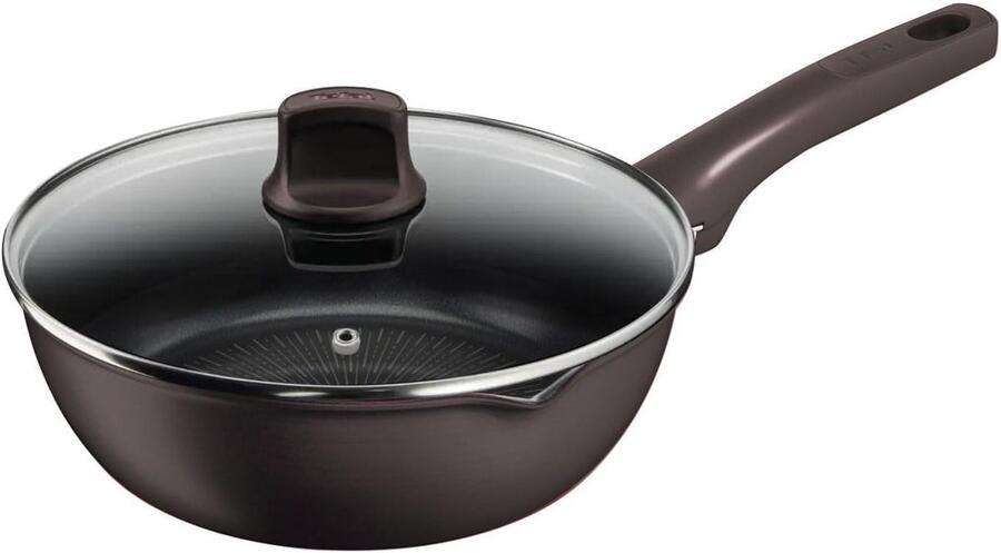 Multi-purpose pan Koekenpan met deksel Dagelijks koken Thermo-Signal indicator 22 cm Zwart