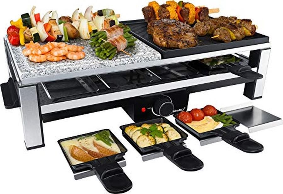 Multi Raclette Steengrill Gezellig Tafelen Dubbele Grillplaat 8 Personen Nee