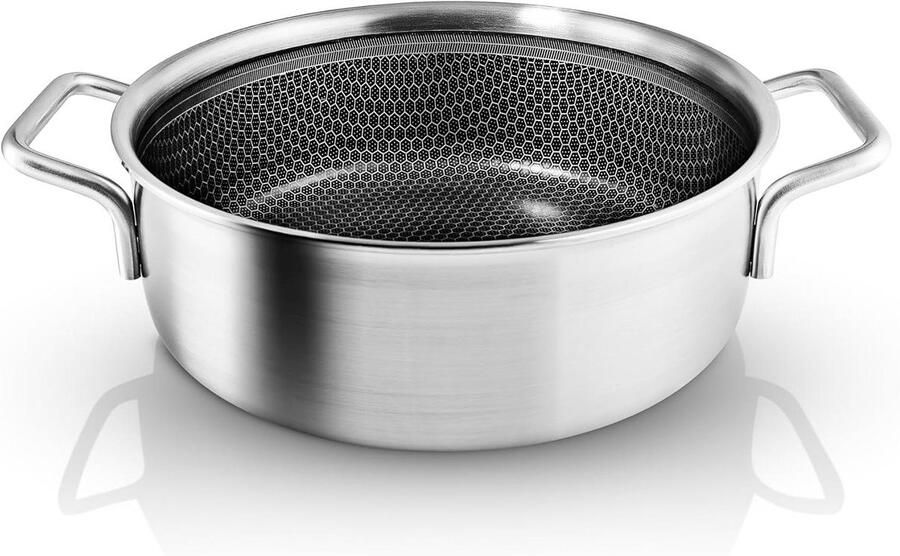 Multi Sauteuse Pan Koekenpan Braadpan Bakken Braden Sudderen Keramische Slip-Let Coating 24 cm Geborsteld Staal